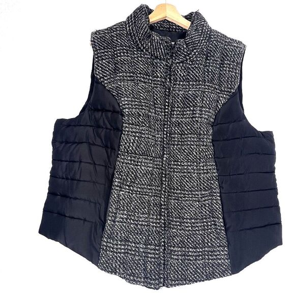 Ruff Hewn Puffer Vest With Sweater Top Womens Ruffhewn black jacket plus 3X - Picture 1 of 8